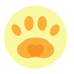 Paw with Heart Vector Flat Icon Design