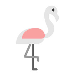 Flamingo Standing Vector Flat Icon Design