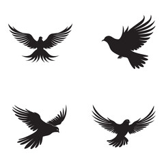 Fototapeta premium Dove Silhouette Clipart Set