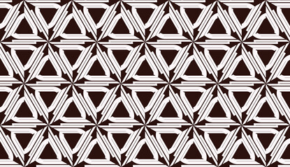 Vector geometric pattern. Triangles curved line. For wallpaper, presentation background, interior design, fashion print. Brown white color. Seamless