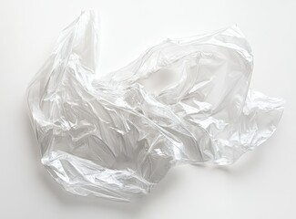 Wrinkled plastic bag on white surface