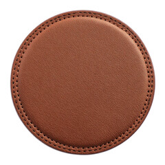 A round leather coaster with stitching