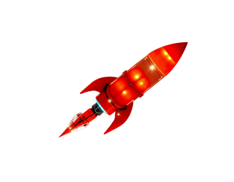 Red Rocket Blasting Off into Space
