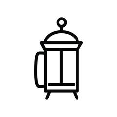 illustration graphic vector is french press in outline black color. Perfect for icon, banner, flyer or social media design.