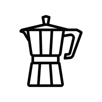 illustration graphic vector is moka pot coffee in outline black color. Perfect for icon, banner, flyer or social media design.
