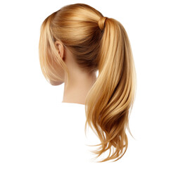 Fototapeta premium A woman's ponytail hair with a back view. This hairstyle is sleek, elegant, and perfect for any occasion
