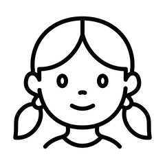 Cute girl face vector illustration. Editable stroke.