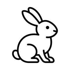 Cute rabbit sitting side view. Vector illustration. Editable stroke.