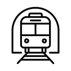 Fototapeta premium Subway train front view icon. Vector illustration. Editable stroke.