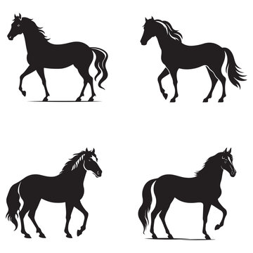 Saddlebred Silhouette Clipart Set
