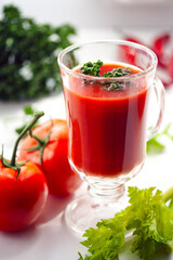 Fresh tomato juice in the morning