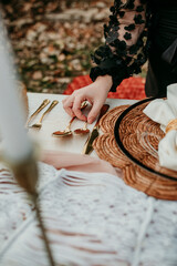 Fall Boho Picnic Head Table Setup for a Wedding