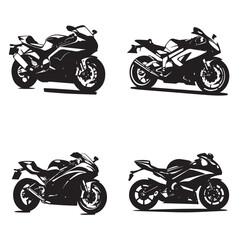 Obraz premium Sportbike Silhouette Clipart Set