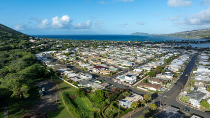 Veiw of Hawaii Kai neighborhood from the air