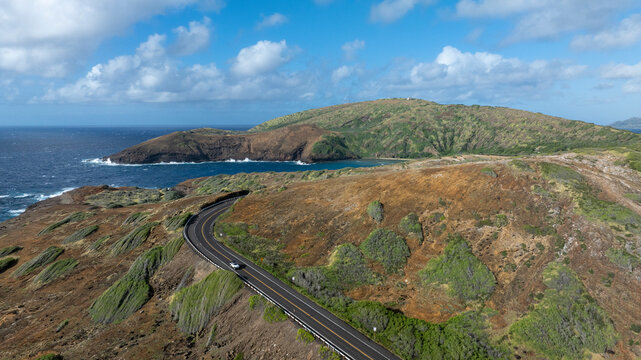 Car driving on road near Hanauma Bay
