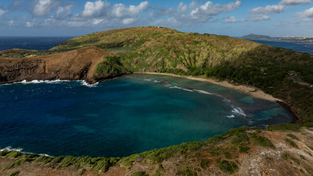 Aerial view Hanauma Bay on Oahu Honolulu