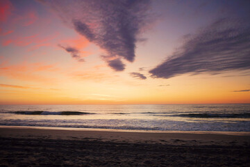 Pink and purple sunrise Cape Hatteras. National Seashore
