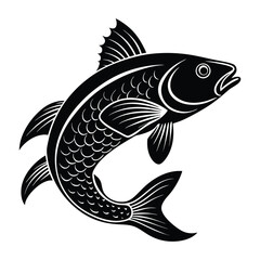 Fototapeta premium Fish (e.g., koi, salmon) silhouette, vector style