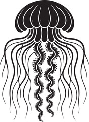 “Jellyfish Silhouette | Ocean Animal Clipart | Nautical Marine Life Vector for Prints, Tattoos & Decor”