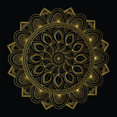 luxury ornamental mandala design background in gold color