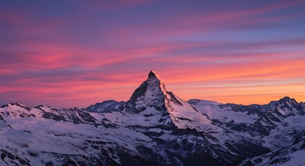 Fototapeta premium Spectacular Snow-Capped Mountain at Sunset