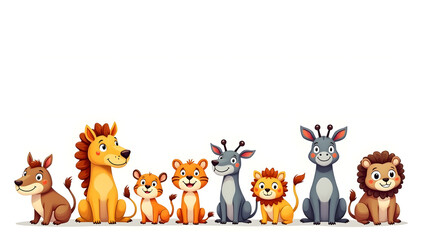 Obraz premium Jungle animals on white background 