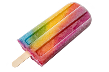 Colorful rainbow popsicle treat summer fun food photography bright background close-up shot refreshing dessert for all ages