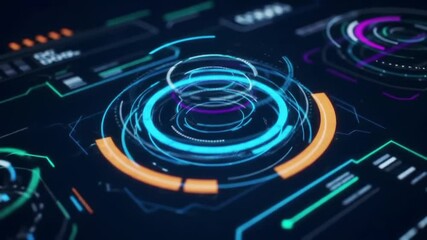 HUD interface elements rotating in digital display