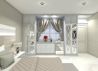 Luxurious and modern 3D design for a storage cabinet for shoe and bag collections.