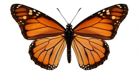 Fototapeta premium 鮮やか羽ばたくオレンジ蝶 精密描写. AI Generated