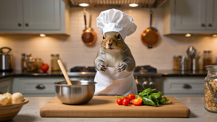 A charming squirrel hosts a fun cooking show, sharing delicious recipes with a dash of personality and lots of woodland charm.