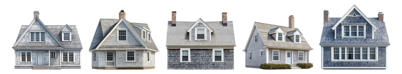 Obraz premium Varied Styles of Modern and Traditional Houses with Unique Designs, Isolated on Transparent, white background