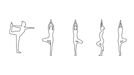 Collection of yoga poses. yoga pose girl silhouette set vector illustration and yoga exercise icon and Yoga Silhouette
