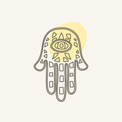 Hamsa line icon vector. Jewish holiday outline object, hand draw.