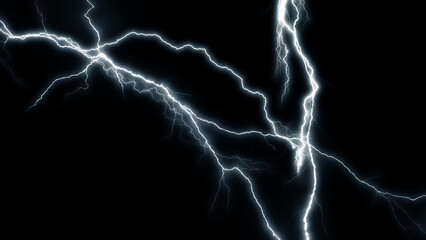 Lightning Effect Overlay, Isolated Electric Thunderstorm Bolt Strikes on Dark Night Sky Background, High-Resolution Flash Energy Discharge Texture