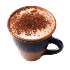 Fototapeta premium An inviting cappuccino in a beautifully crafted mug, sprinkled with cocoa powder