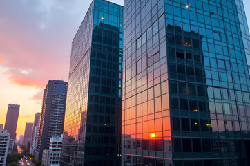 Obraz premium Cityscape of a big city city buildings big buildings skyscrapers offices.houses.modern.apartments bright saturated colors.generative ai