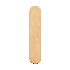 A single wooden popsicle stick, isolated, top view. Simple, clean and natural background