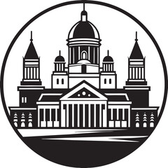 Modern city skyline in black and white silhouette style, Ideal for prints, branding, websites, and commercial projects.