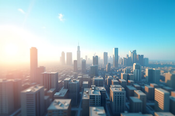 Fototapeta premium Cityscape of a big city city buildings big buildings skyscrapers offices.houses.modern.apartments bright saturated colors.generative ai