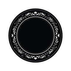 black vector silhouette vintage plate illustration 
