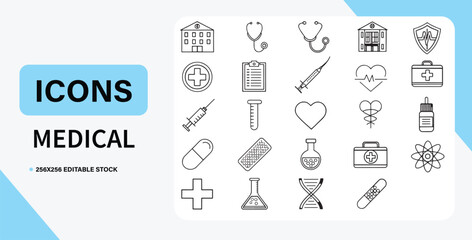 "Medical Silhouettes Icons: 256x256 Editable Stock for Healthcare Design"  
