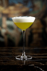 Elegant luxury cocktail in front of dark background