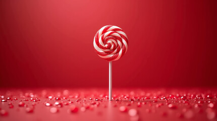 classic round lollipop with a red and white spiral pattern.