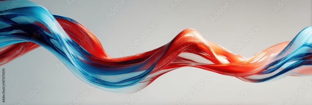 Aufkleber colorful abstract design featuring blue and red muscle ribbon forms with a soft central fade