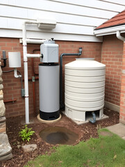 Home water harvesting system with underground storage tanks, plastic water tanks, water septic tank, recycling rainwater, detailed and efficient