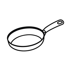 outline of a frying pan line art vector