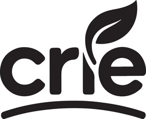 Stylish Crie wordmark in bold teal sans serif font, seamlessly connected with a delicate leaf motif gracefully encircling the right side for a fresh identity