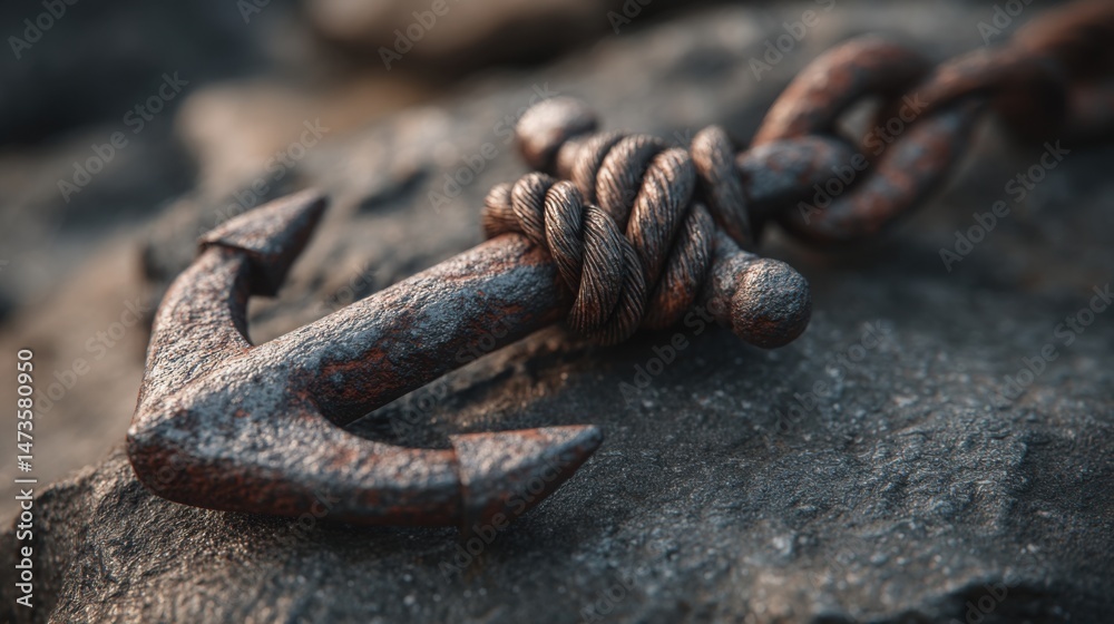Poster conceptual illustration of anchor to value icon emphasizing connection between actions and outcomes 