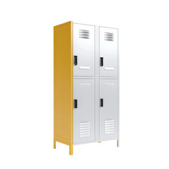 A modern metal locker with four compartments
